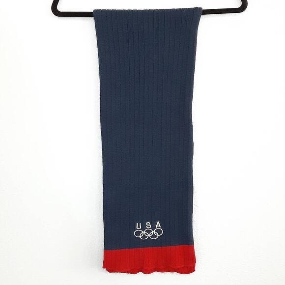 Team USA Olympic Games Official Embroidered Rings Logo Knit Rectangle Scarf Blue - Picture 2 of 4